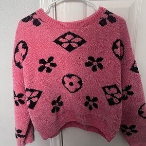 Pink Floral Patterned Women's Sweater